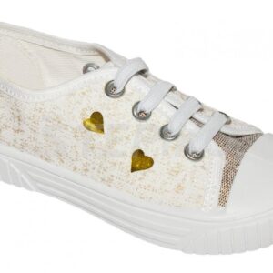 Πάνινα Sneaker Μπέζ με Καρδούλες Lux Viggami