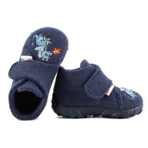 Μάλλινα Παιδικά παντοφλάκια με δράκο, μπλέ Gokids Dragon Blue